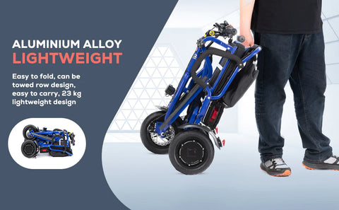 Alton Mobility Folding Mobility Scooter For 300 Lbs - 3 Wheel Lightweight Travel Scooters (Blue) COUGAR