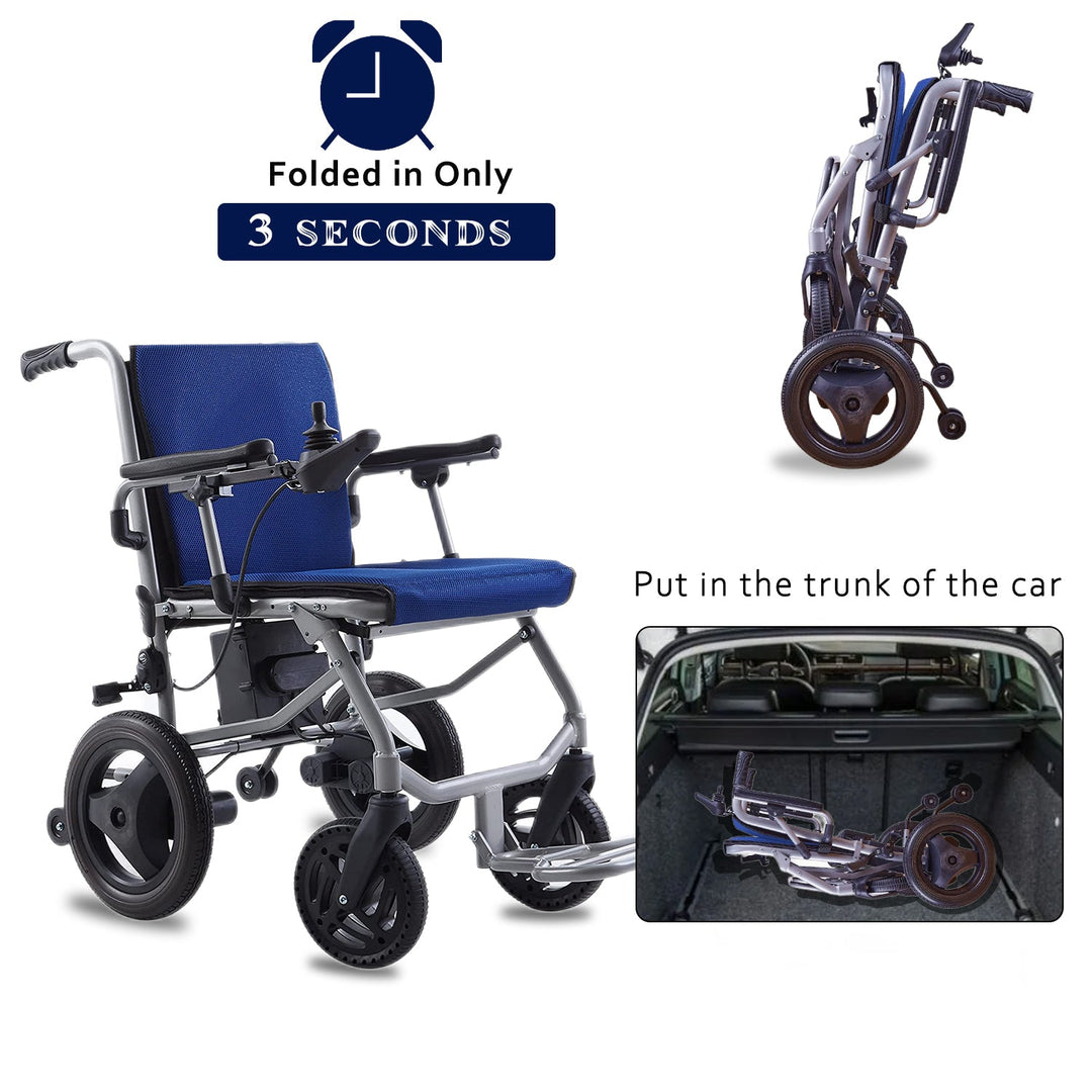 Foldable and Lighweight Electric Wheelchair Kano Blue (only 35lbs)