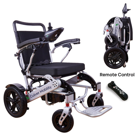 Alton Mobility Folding Lightweight Heavy Duty Electric Wheelchair 330 lbs -500W-13 Miles Tiger (Silver)