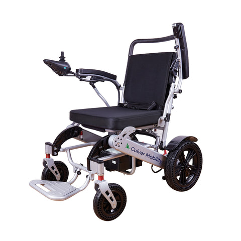 Alton Mobility Folding Lightweight Heavy Duty Electric Wheelchair 330 lbs -500W-13 Miles Tiger (Silver)