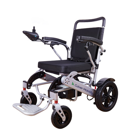 Alton Mobility Folding Lightweight Heavy Duty Electric Wheelchair 330 lbs -500W-13 Miles Tiger (Silver)